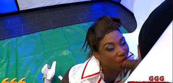  Mimi the Black Nurse is thirsty for Piss and Cum - 666Bukkake
